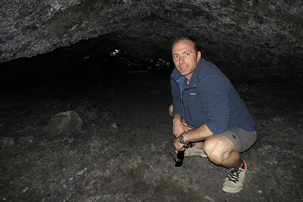 exploring lava tubes in Craters of the Moon National Monument, Idaho