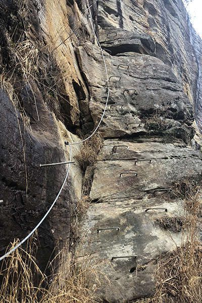 via ferrata climbing near the Red River Gorge in Kentucky