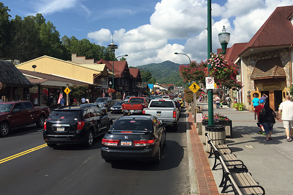 the lively downtown Gatlinburg area