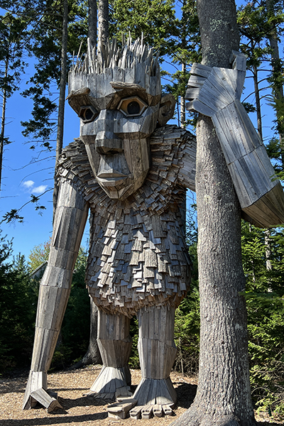one of the trolls at the Coastal Maine Botanical Gardens in Boothbay Harbor, Maine