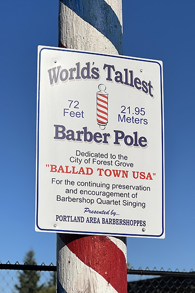 World's Tallest Barber Pole (Forest Grove) 