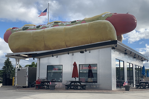 Giant Hot Dog in Mackinaw City, Michigan