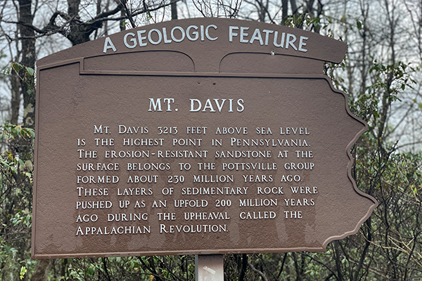 sign near the highpoint of Pennsylvania