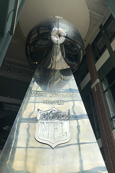 giant Vince Lombardi Trophy at Lambeau Field in Green Bay, Wisconsin