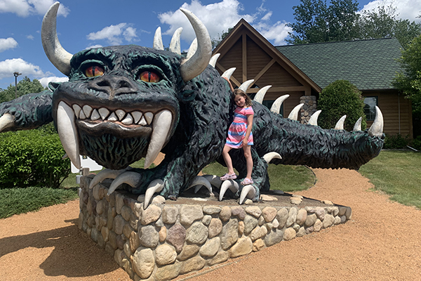 the Hodag statue in Rhinelander, Wisconsin